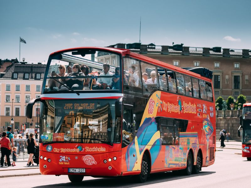 Der rote Hop on Hop off Bus in Stockholm
